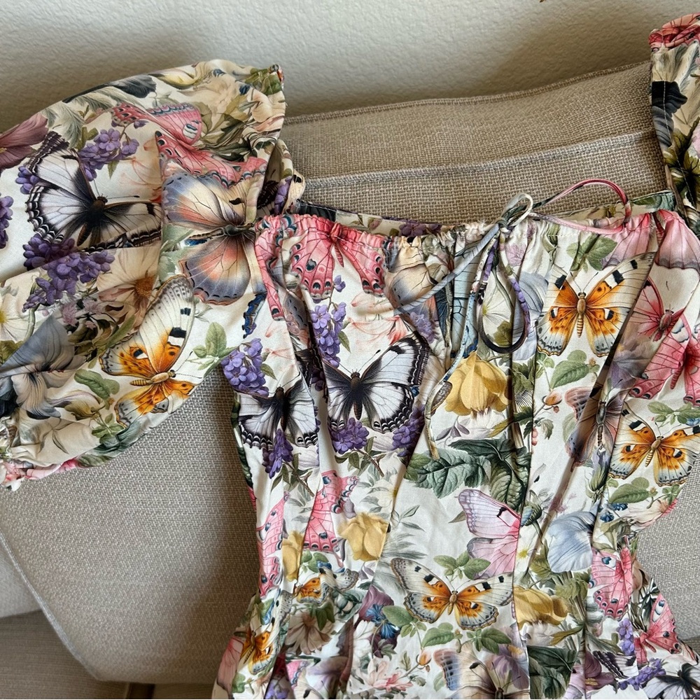 NEW Selkie The Cotton Mini Day Dress - Butterfly Botanics Print - Picture 5 of 13